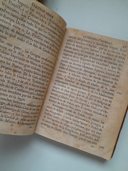 DISCURSO SOBRE LA HISTORIA UNIVERSAL (COMPLETA 3 TOMOS) - BOUSSET (ANDRÉS ORTEGA, 1767-69)