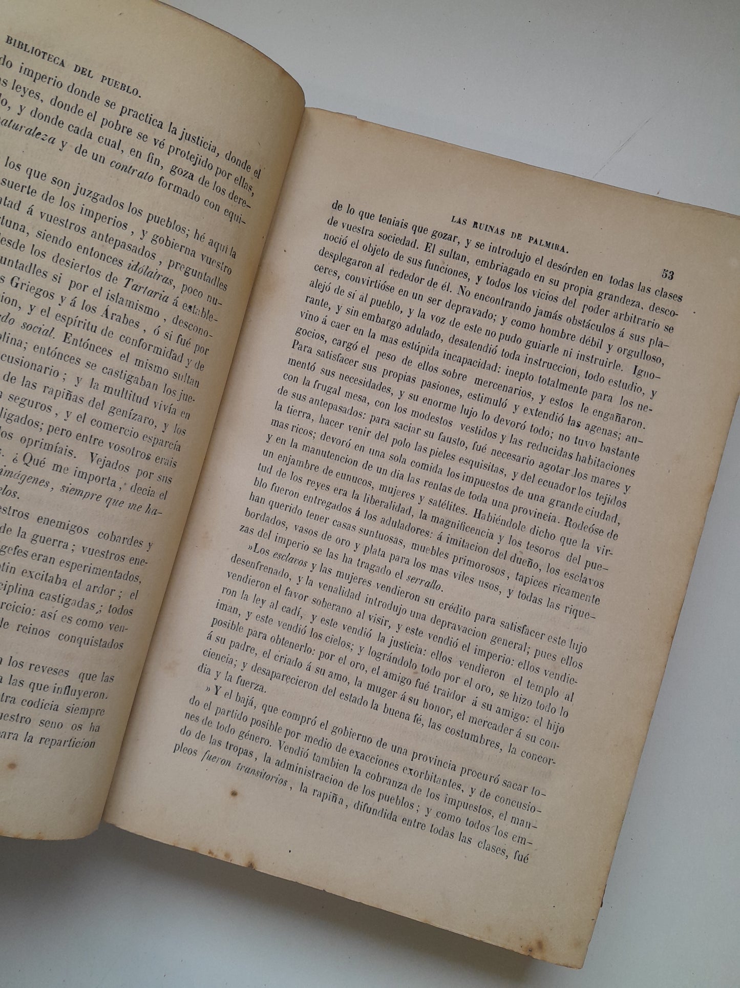 LAS RUINAS DE PALMIRA O MEDITACIÓN SOBRE LAS REVOLUCIONES DE LOS IMPERIOS - M. VOLNEY (JOSÉ CODINA, 1869)