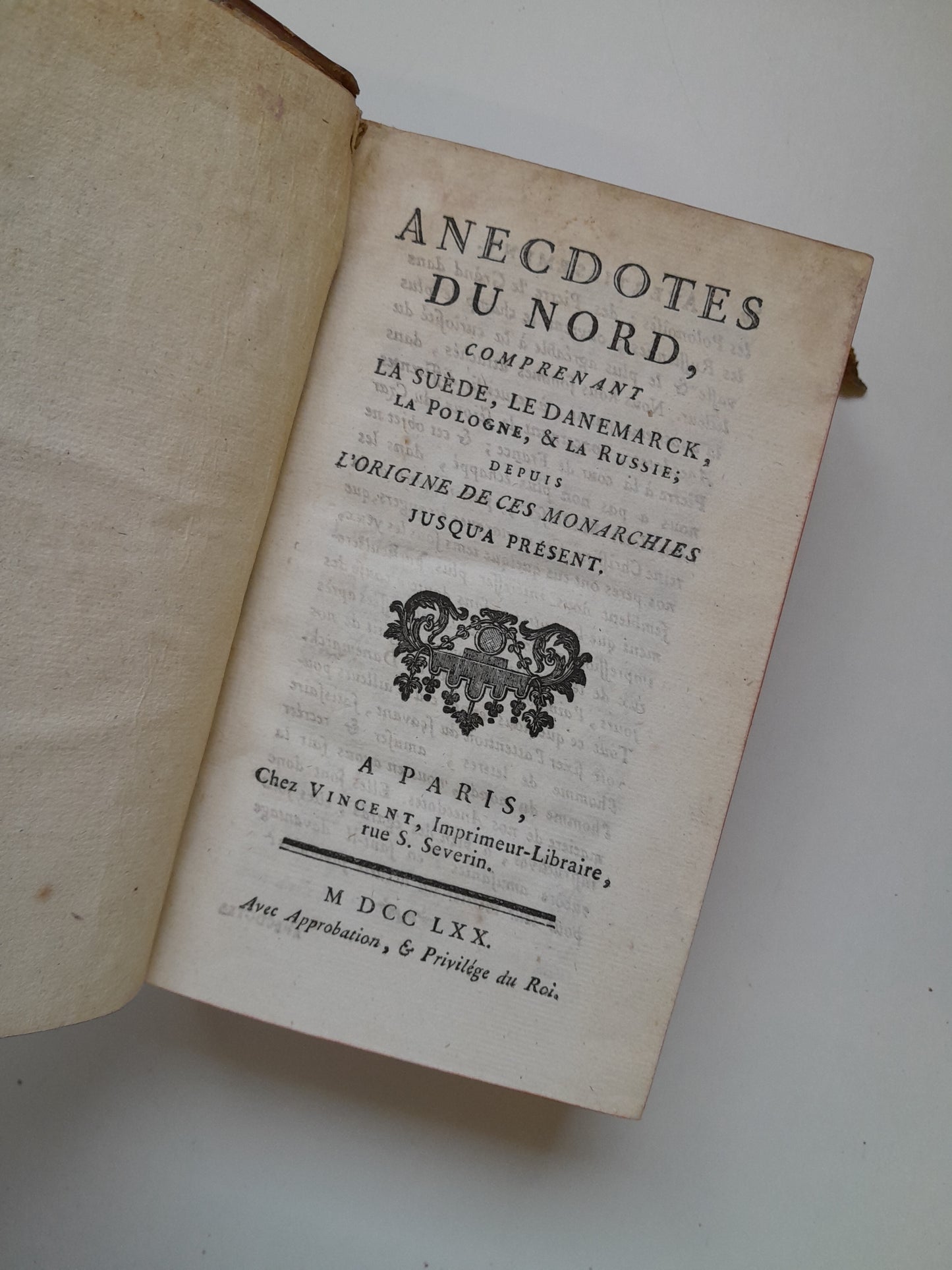 ANECDOTES DU NORD: LA SUÈDE, LE DANEMARCK, LA POLOGNE, ET LA RUSSIE (VINCENT, 1770)