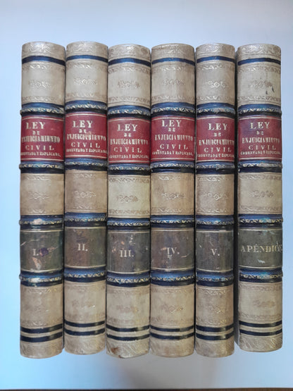 LEY DE ENJUICIAMIENTO CIVIL (COMPLETA 6 TOMOS) - JOSÉ MARÍA MANRESA Y NAVARRO (IMP. REVISTA LEGISLACIÓN Y JURISPRUDENCIA, 1856)