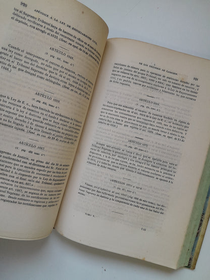 LEY DE ENJUICIAMIENTO CIVIL (COMPLETA 6 TOMOS) - JOSÉ MARÍA MANRESA Y NAVARRO (IMP. REVISTA LEGISLACIÓN Y JURISPRUDENCIA, 1856)