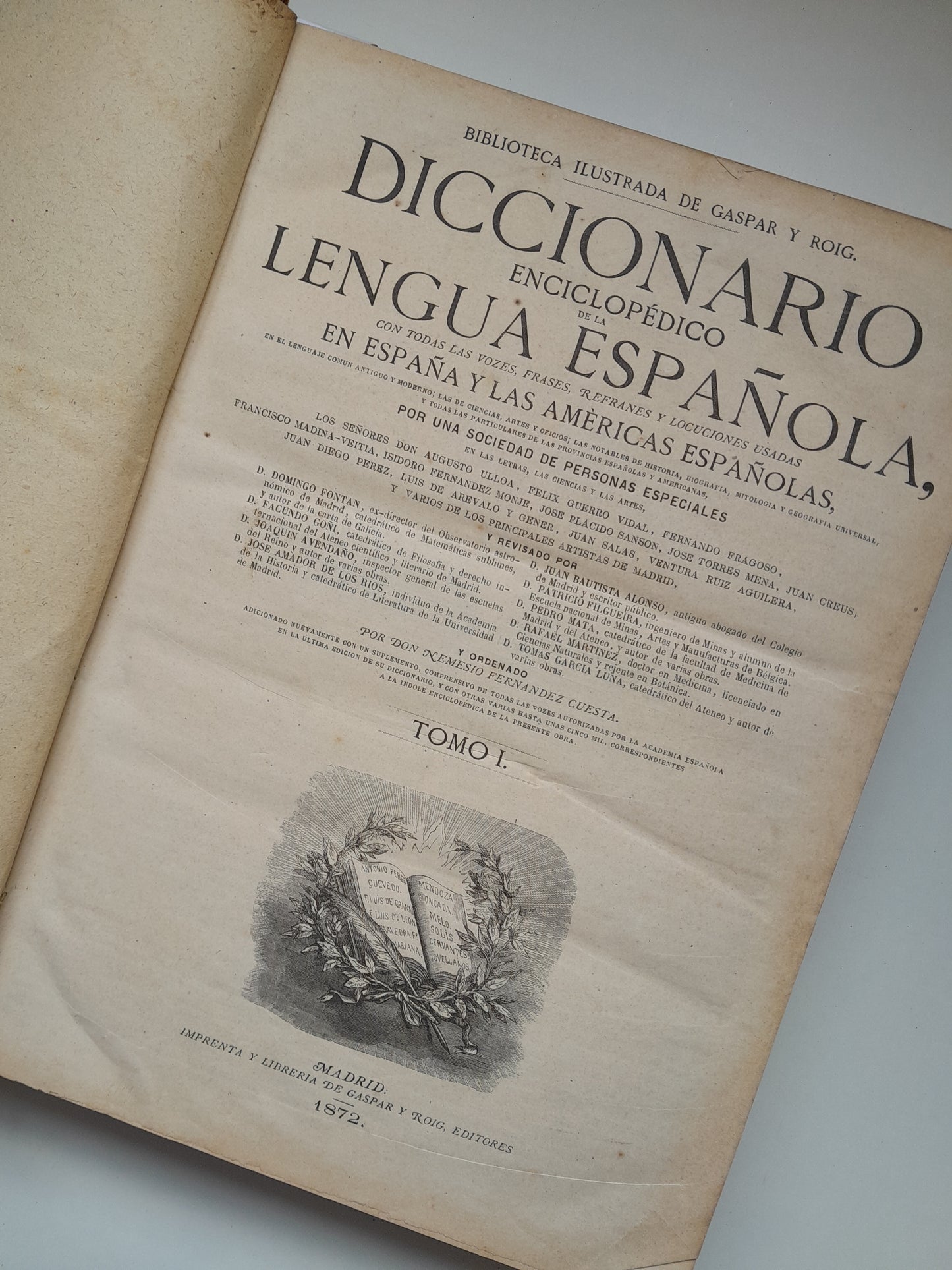 DICCIONARIO ENCICLOPÉDICO DE LA LENGUA ESPAÑOLA (2 TOMOS) - NEMESIO FERNÁNDEZ CUESTA (IMP. GASPAR Y ROIG, 1872)