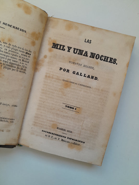 LAS MIL Y UNA NOCHES (COMPLETA 3 TOMOS) - GALLAND (TIP. P. MELLADO, 1846)