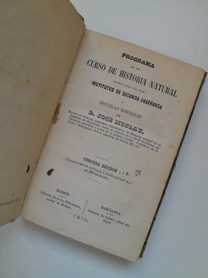 CURSO DE HISTORIA NATURAL - JOSÉ MONLAU (LIB. LA PUBLICIDAD, 1870)