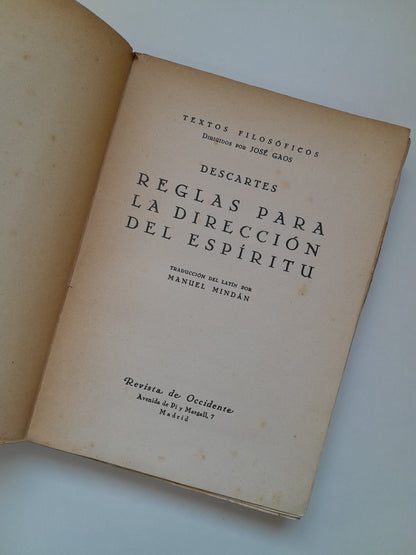 REGLAS PARA LA DIRECCIÓN DEL ESPÍRITU - DESCARTES (REVISTA DE OCCIDENTE, 1935)