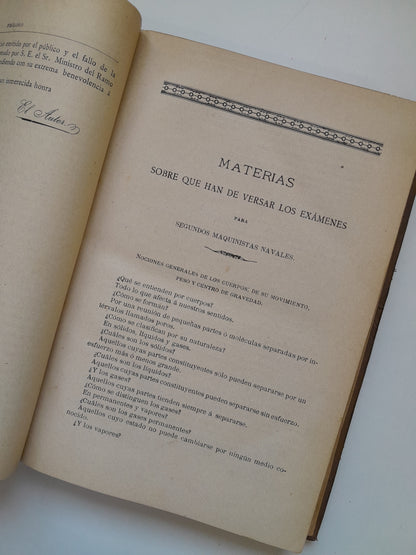 GUÍA DE LOS ASPIRANTES A MAQUINISTAS NAVALES - SANTIAGO BARRERA Y BODET (TIP. CASA PROVINCIAL DE CARIDAD, 1892)