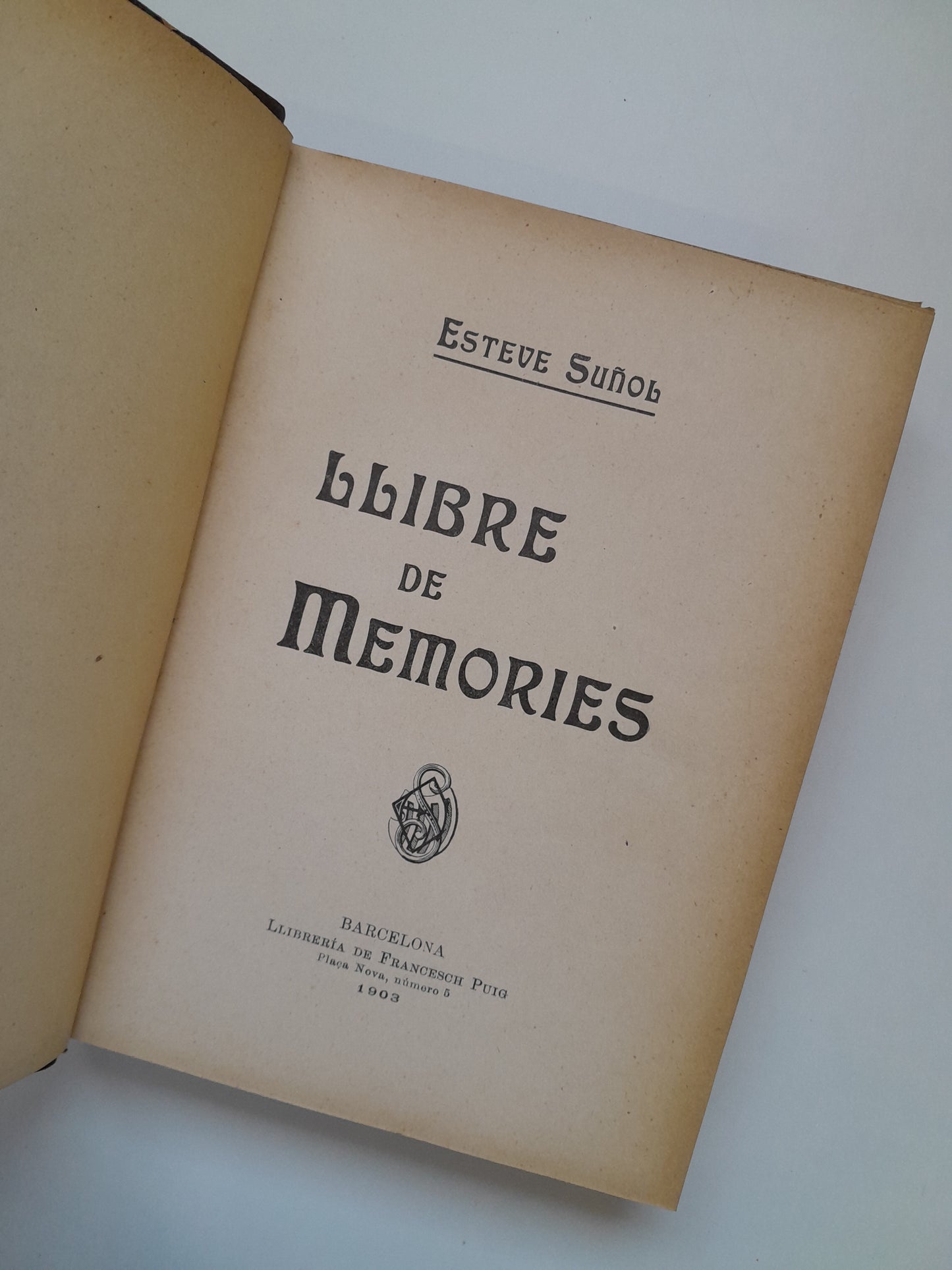 LLIBRE DE MEMORIES - ESTEVE SUÑOL (LIB. FRANCESC PUIG, 1903)