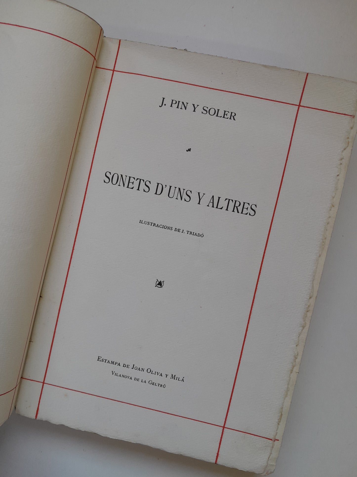 SONETS D'UNS I ALTRES - JOSEP PIN I SOLER (EST. JOAN OLIVA, 1904)