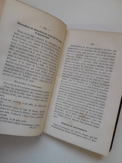 SOUVENIRS DU BOMBARDEMENT ET DE LA CAPITULATION DE STRASBOURG - RAYMOND SIGNOURET (IMP. P. CAZALS, 1872)