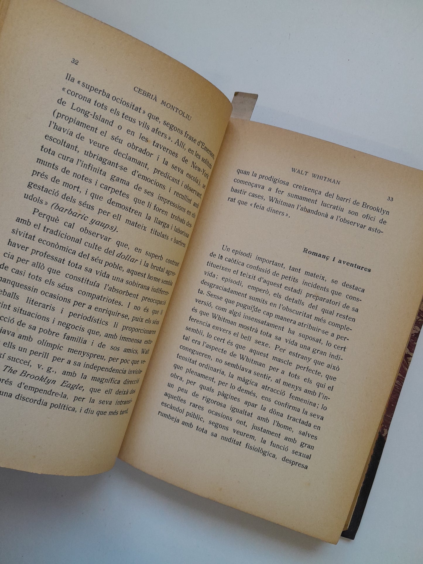 WALT WHITMAN. L'HOME I SA TASCA - CEBRIÀ MONTOLIU (SOCIETAT CATALANA D'EDICIONS, 1913)