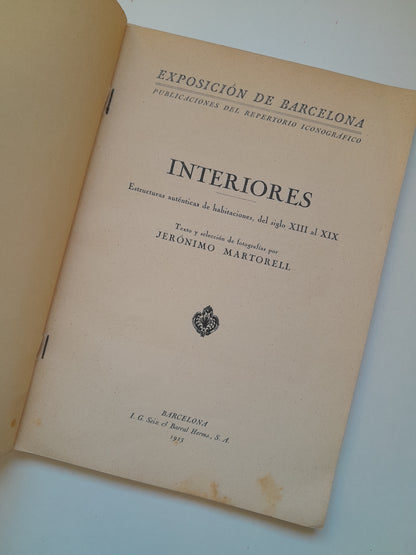 EXPOSICIÓN DE BARCELONA. REPERTORIO ICONOGRÁFICO. LA CASA: INTERIORES - JERÓNIMO MARTORELL (SEIX BARRAL, 1923)