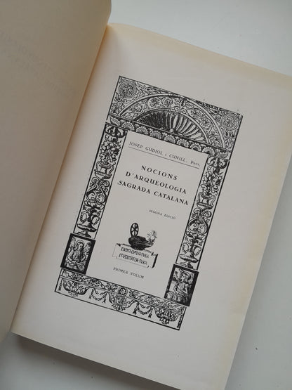 NOCIONS D'ARQUEOLOGIA SAGRADA CATALANA (TOMO I) - JOSEP GUIDOL I CUNILL (1931)