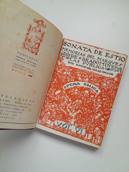 SONATA DE ESTÍO. MEMORIAS DEL MARQUÉS DE BRADOMIN - RAMÓN DEL VALLE-INCLÁN (RUA NUEVA, 1941)