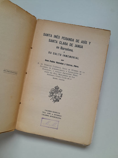 SANTA INÉS PERANDA DE ASÍS Y SANTA CLARA DE JANUA EN BARCELONA - PABLO VINYOLAS Y TORRES (VILA, ALEU Y DOMINGO, 1930)