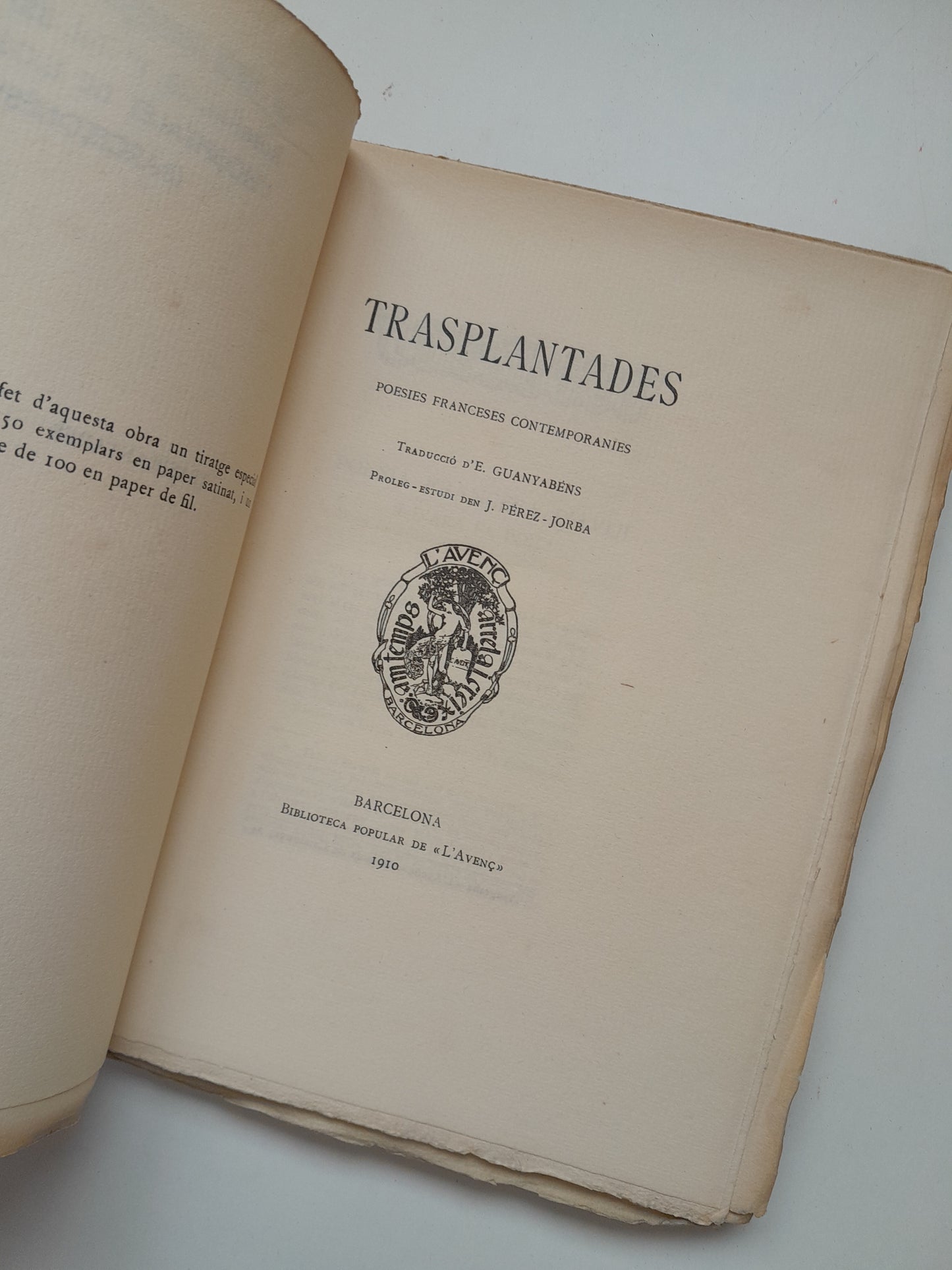 TRASPLANTADES. POESIES FRANCESES CONTEMPORANIES - VV. AA (TIP. L'AVENÇ, 1910)