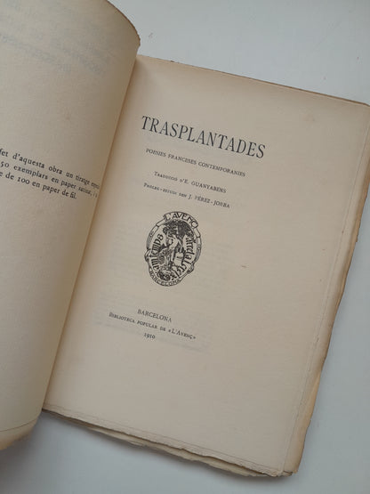 TRASPLANTADES. POESIES FRANCESES CONTEMPORANIES - VV. AA (TIP. L'AVENÇ, 1910)