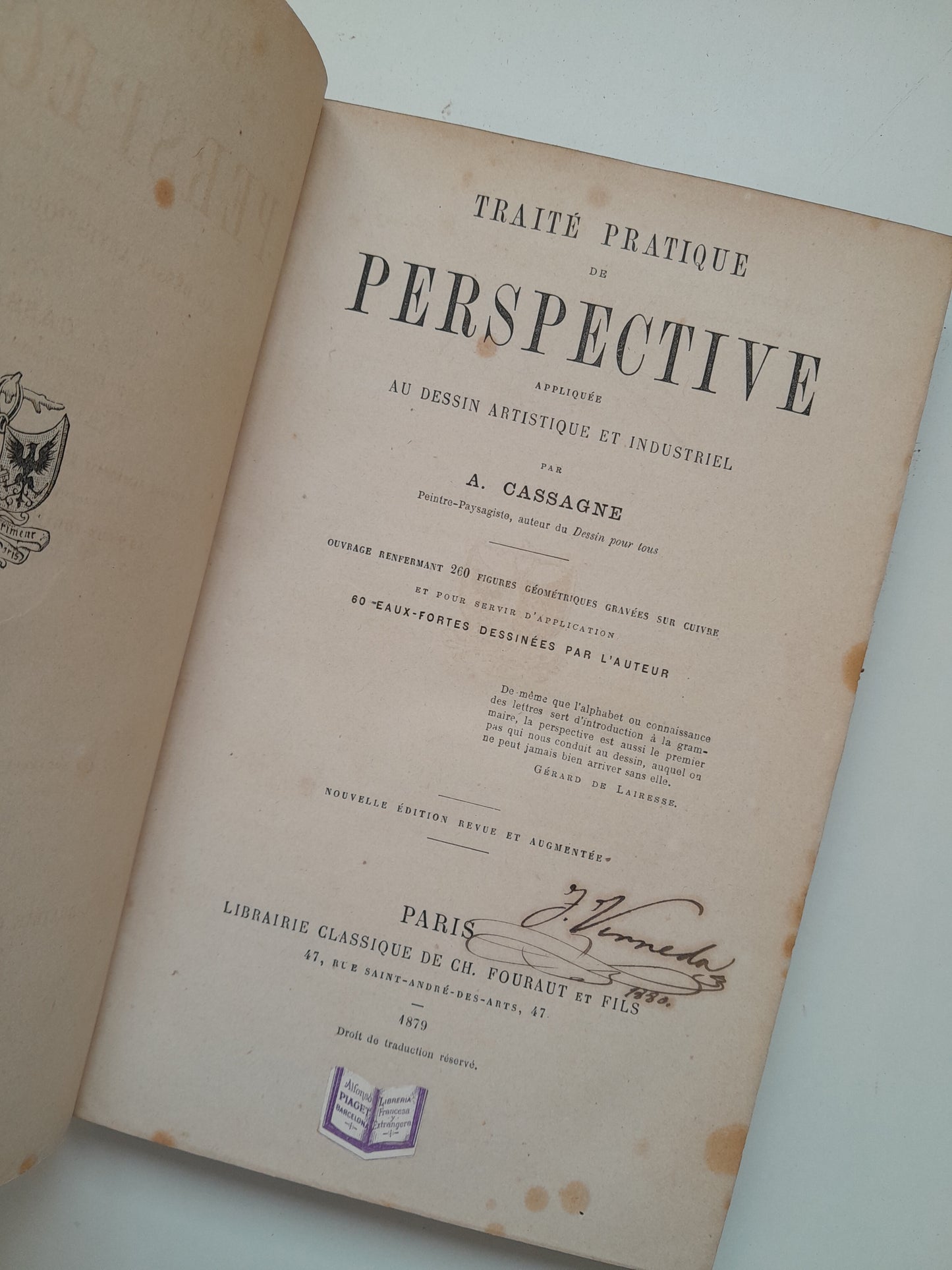 TRAITÉ PRATIQUE DE PERSPECTIVE - A. CASSAGNE (LIB. CH. FOURAUT ET FILLS, 1879)