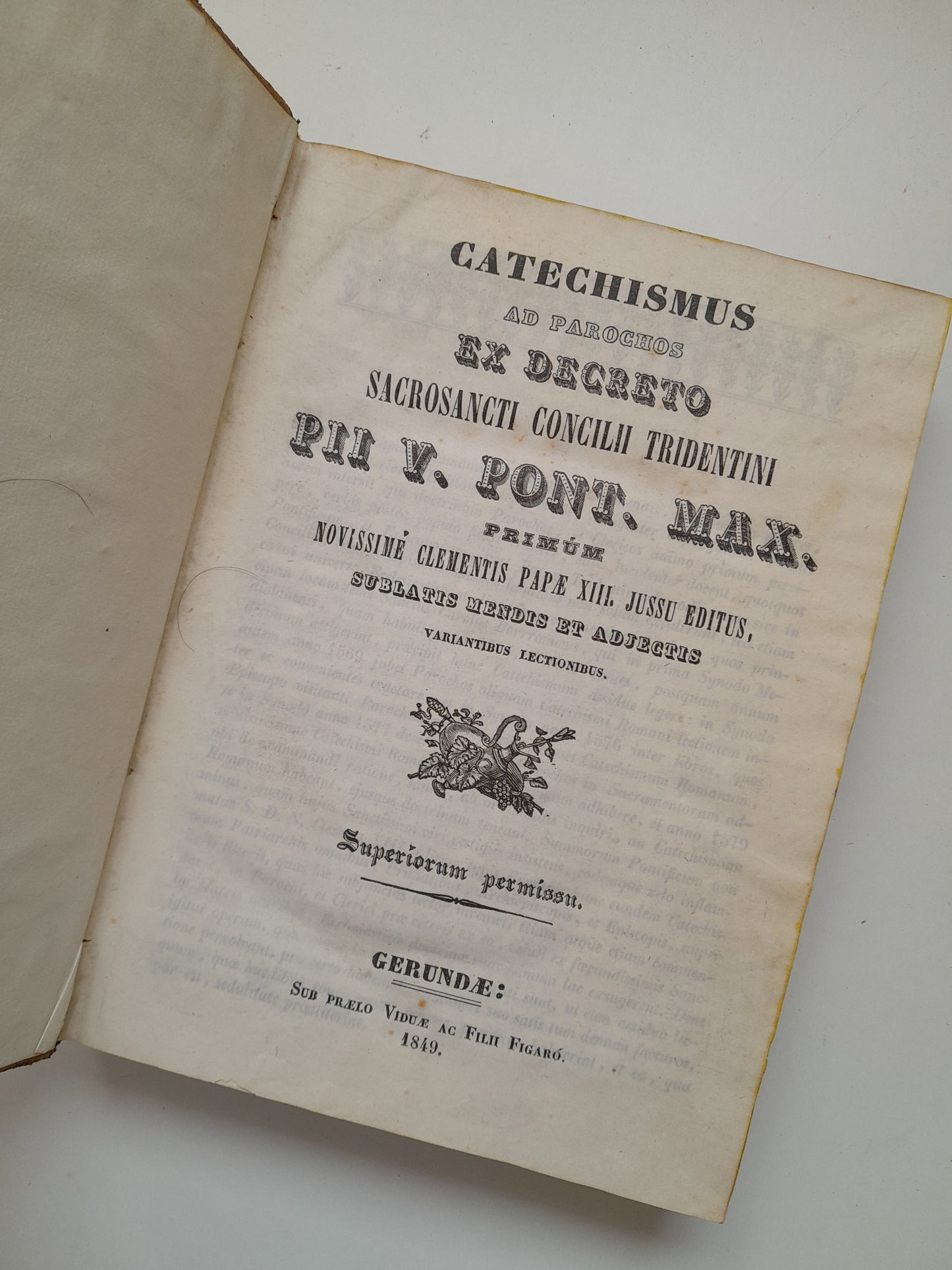 CATECHISMUS AD PAROCHOS EX DECRETO SACROSANCTI CONCILII TRIDENTINI PII V. PONT. MAX. (VDA. FIGARO, 1849)
