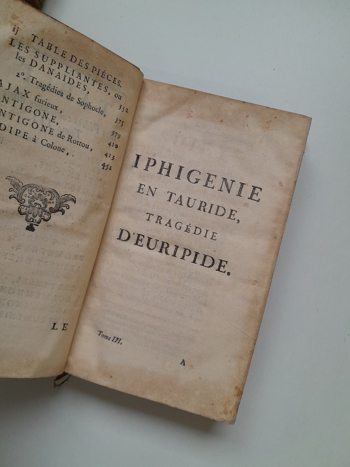 LE THEATRE DES GRECS (TOMOS 1 Y 3) - R. P. BRUMOY (1763)