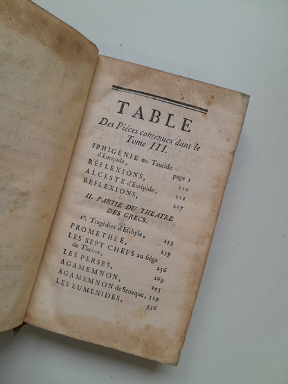 LE THEATRE DES GRECS (TOMOS 1 Y 3) - R. P. BRUMOY (1763)