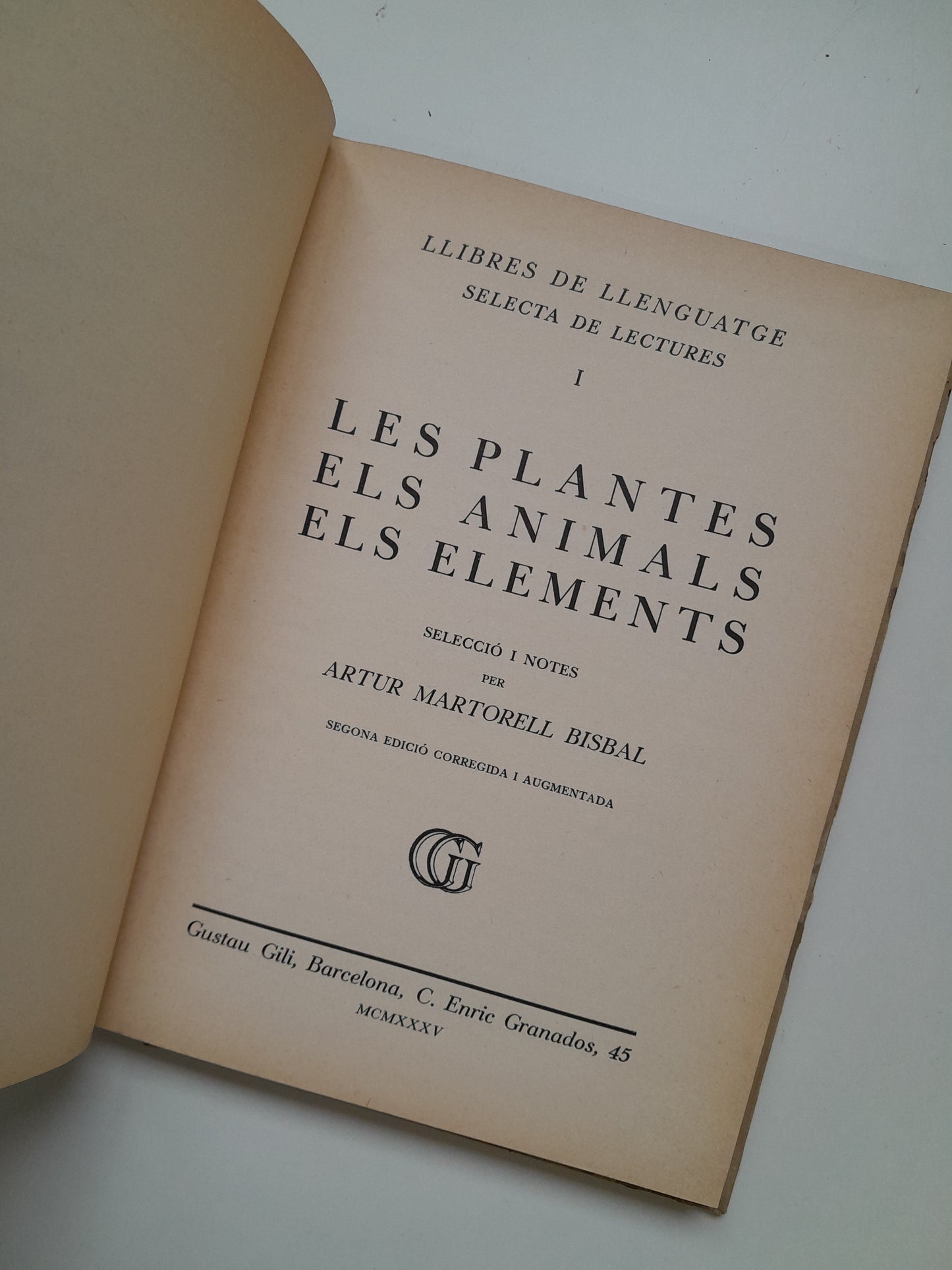 LES PLANTES, ELS ANIMALS I ELS ELEMENTS - ARTUR MARTORELL BISBAL (GUSTAU GILI, 1935)