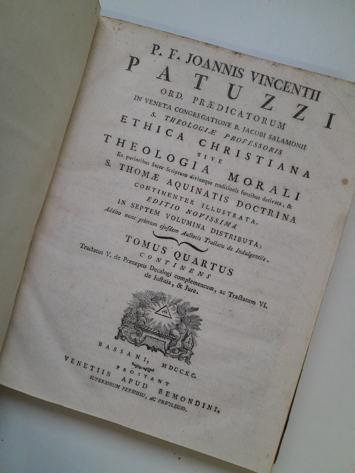 THEOLOGIA MORALIS (TOMOS 1-4, 6-7) - JOANNIS VICENTII PATUZZI (1790)