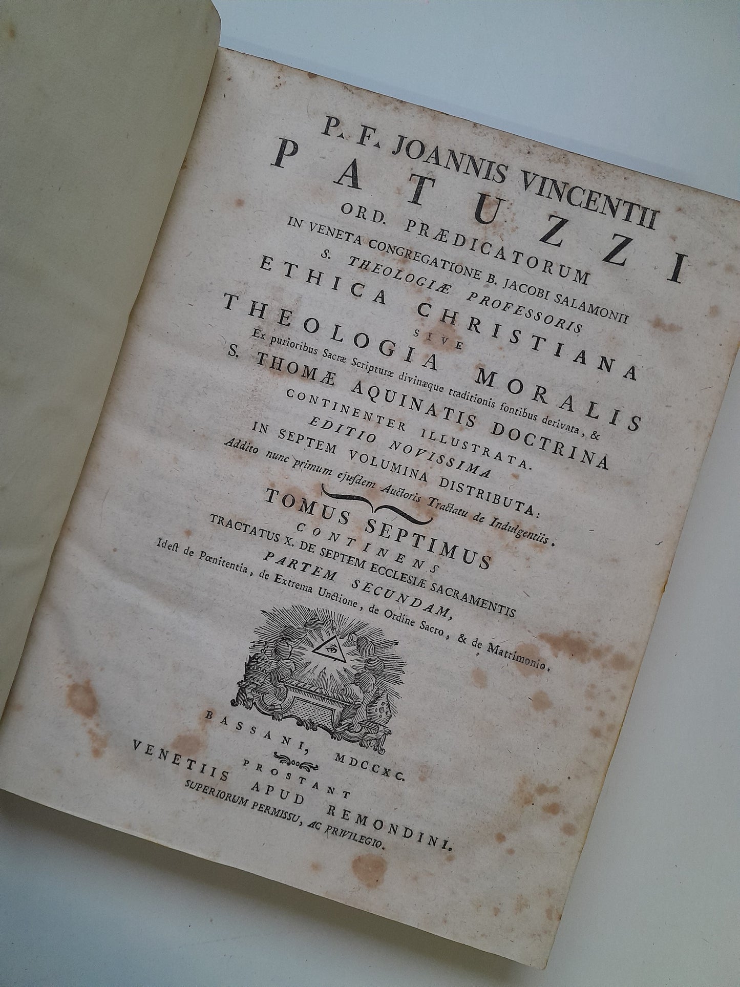 THEOLOGIA MORALIS (TOMOS 1-4, 6-7) - JOANNIS VICENTII PATUZZI (1790)