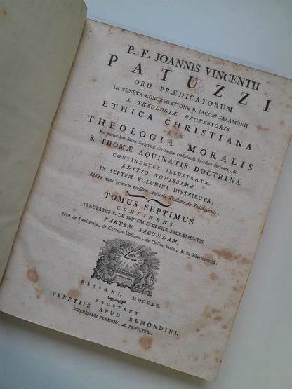 THEOLOGIA MORALIS (TOMOS 1-4, 6-7) - JOANNIS VICENTII PATUZZI (1790)