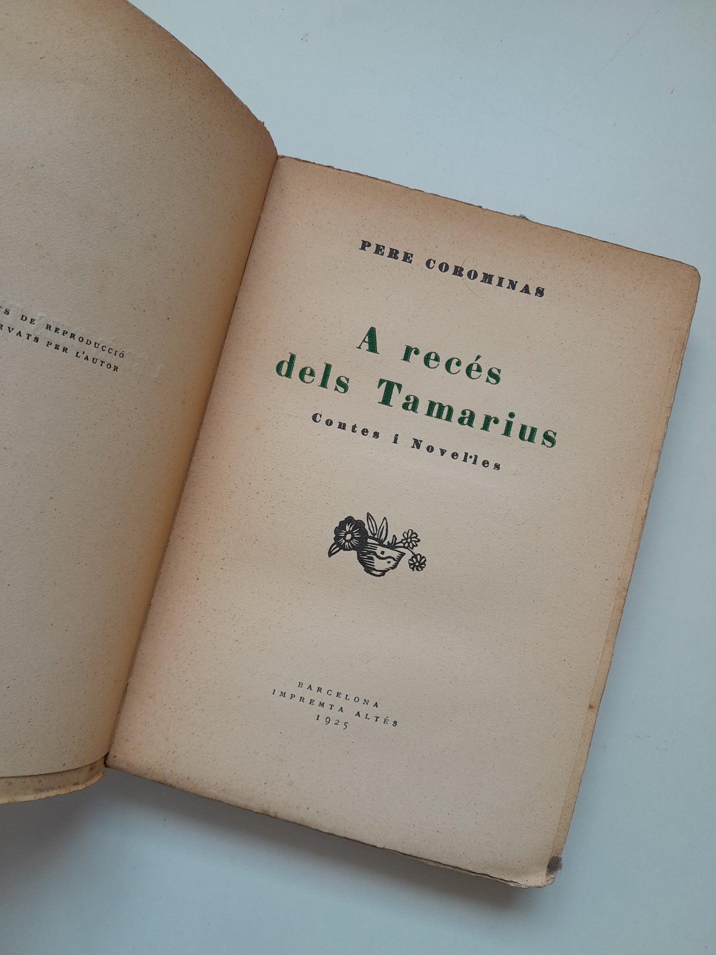 A RECÉS DELS TAMARIUS - PERE COROMINAS (IMP. ALTÉS, 1925)