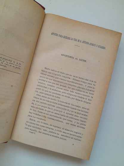 OBRAS DE D. ANTONIO APARISI Y GUIJARRO (5 TOMOS COMPLETA) (IMP. REGENERACIÓN, 1873-1877)