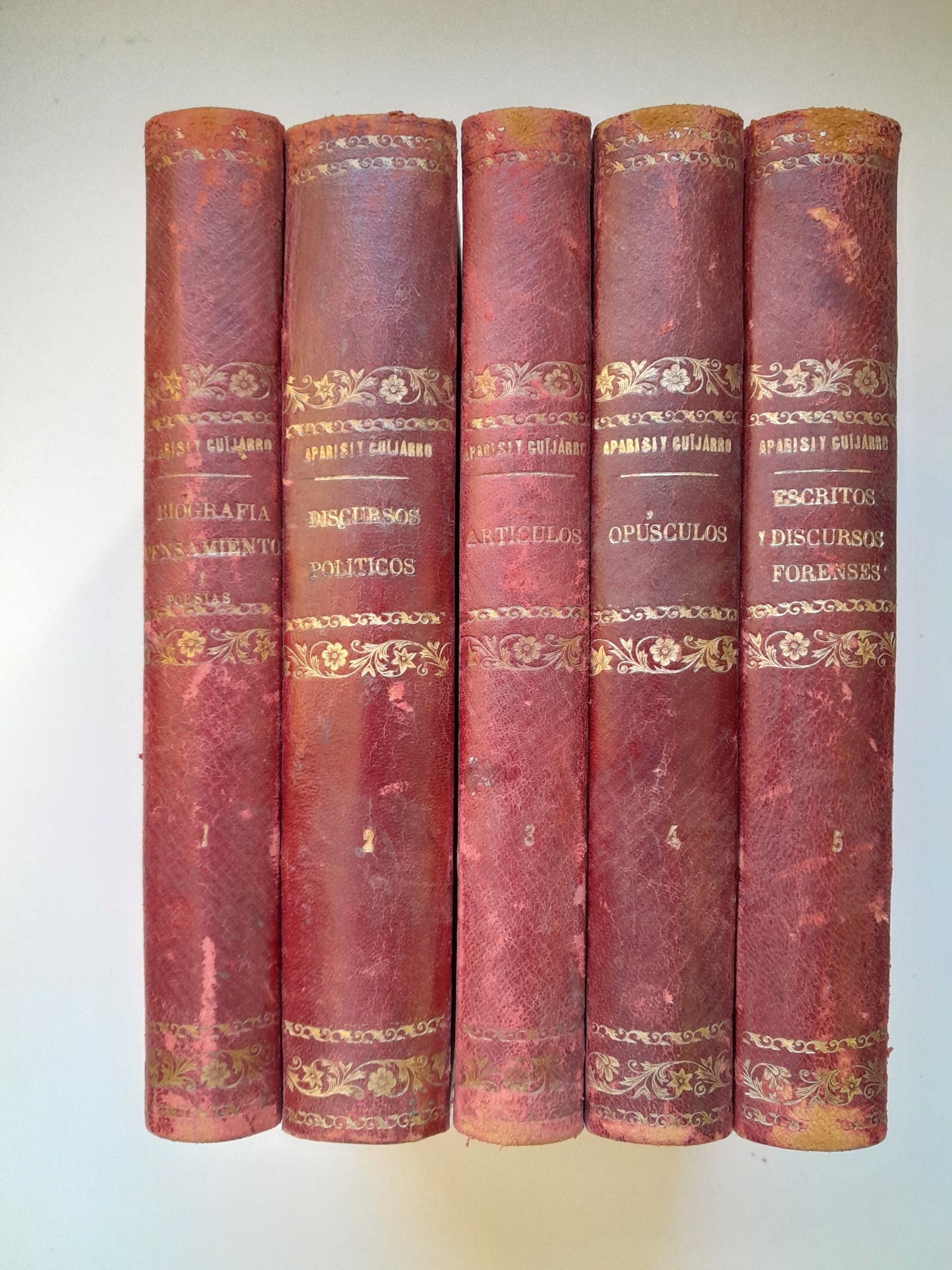 OBRAS DE D. ANTONIO APARISI Y GUIJARRO (5 TOMOS COMPLETA) (IMP. REGENERACIÓN, 1873-1877)