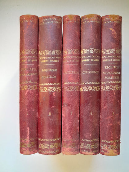 OBRAS DE D. ANTONIO APARISI Y GUIJARRO (5 TOMOS COMPLETA) (IMP. REGENERACIÓN, 1873-1877)