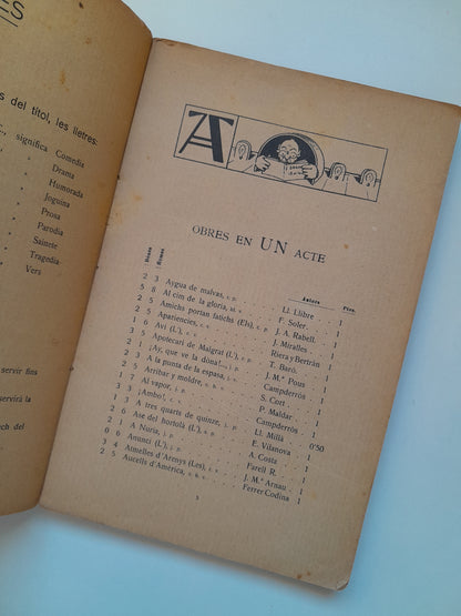 CATÀLEG D'OBRES TEATRALS CATALANES - LLIBRERIA MILLÀ (LIB. MILLÀ, 1914)