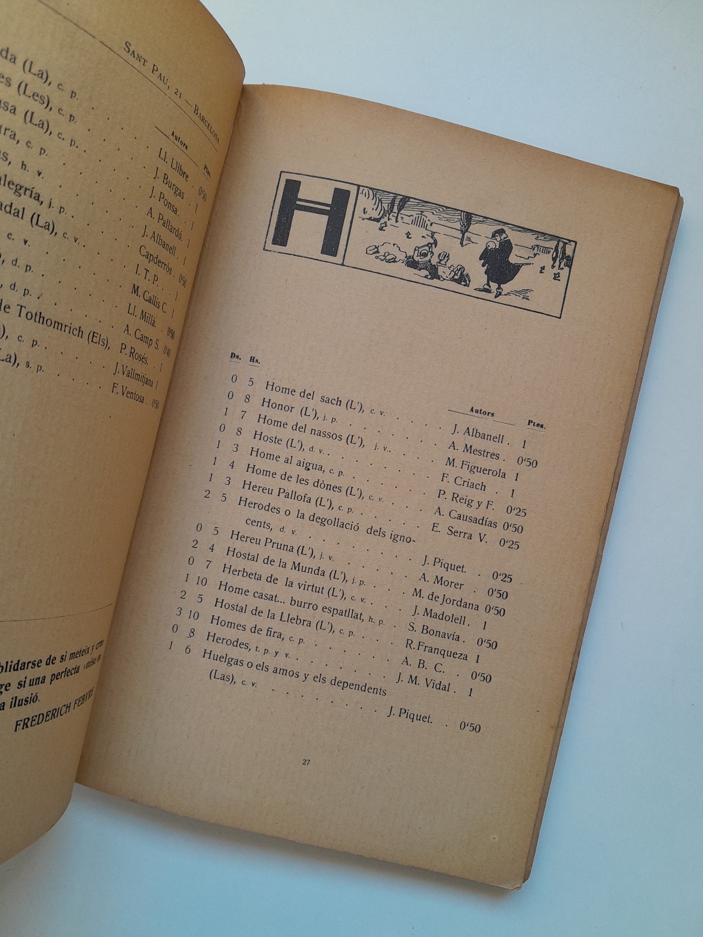 CATÀLEG D'OBRES TEATRALS CATALANES - LLIBRERIA MILLÀ (LIB. MILLÀ, 1914)