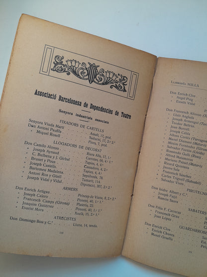 CATÀLEG D'OBRES TEATRALS CATALANES - LLIBRERIA MILLÀ (LIB. MILLÀ, 1914)