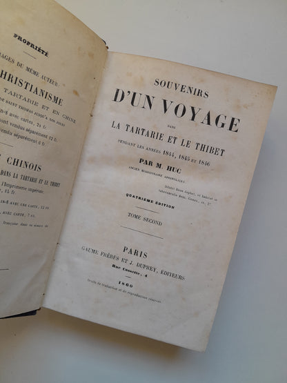 SOUVENIR D'UN VOYAGE DANS LA TARTARIE ET LE THIBET (ORIGINAL Y FACSÍMIL) - M. HUC (GAUME FRÈRES, 1860; LIB. PLON, 1925)