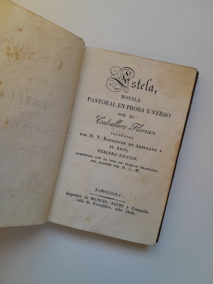 ESTELA. NOVELA PASTORAL EN PROSA Y VERSO - CABALLERO FLORIAN (IMP. MANUEL SAURI Y CIA, 1828)