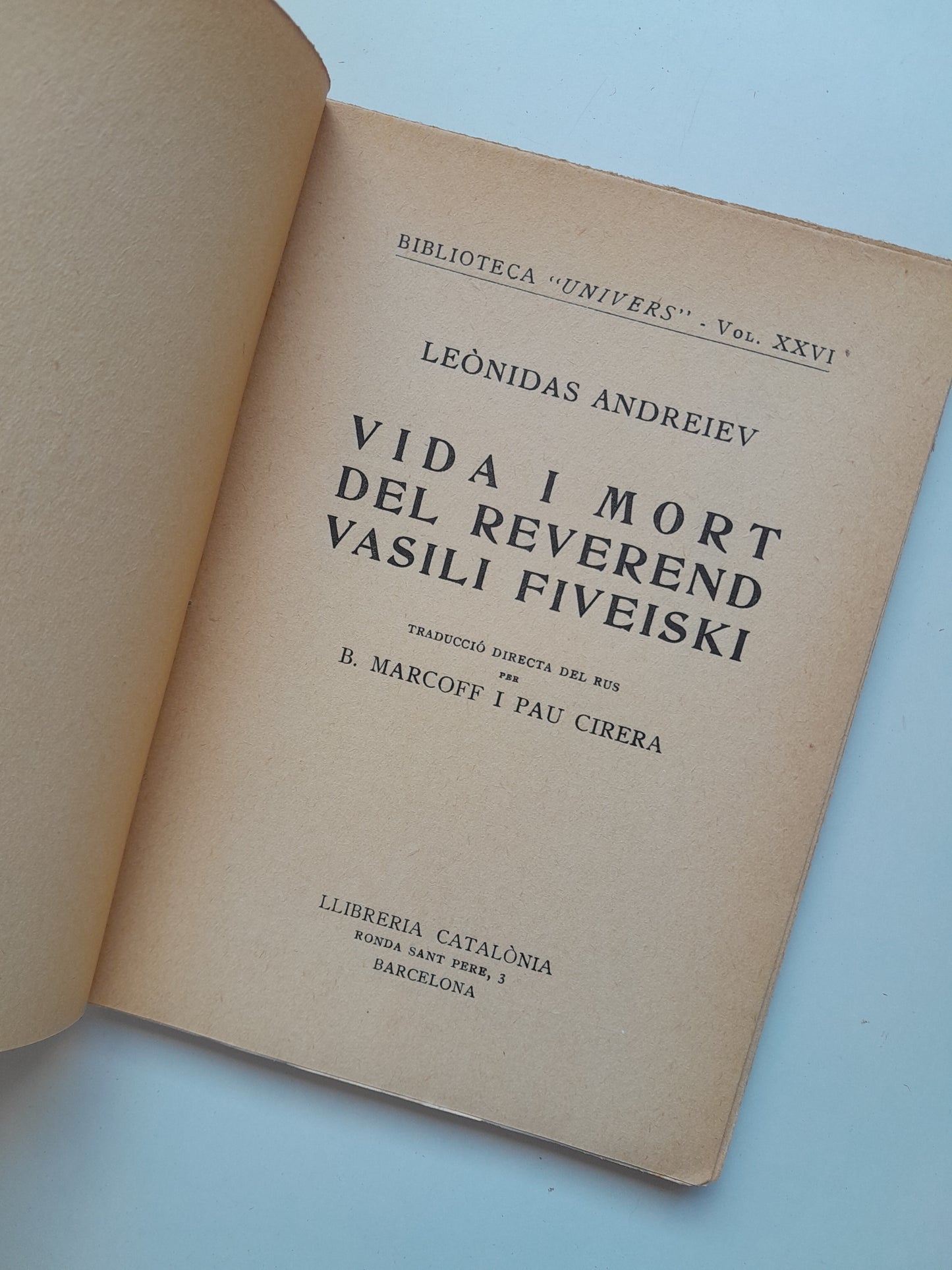 VIDA I MORT DEL REVEREND VASILI FIVEISKI - LEÒNIDAS ANDREIEV (CATALONIA, c.1920)