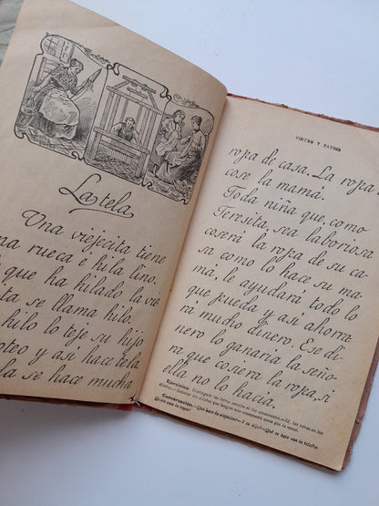 VIRTUD Y PATRIA. PRIMER GRADO DE LECTURA MANUSCRITA - JUAN RUIZ ROMERO Y Mª DE LOS ÁNGELES MUNCUNILL (RUIZ Y FELIU, 1909)