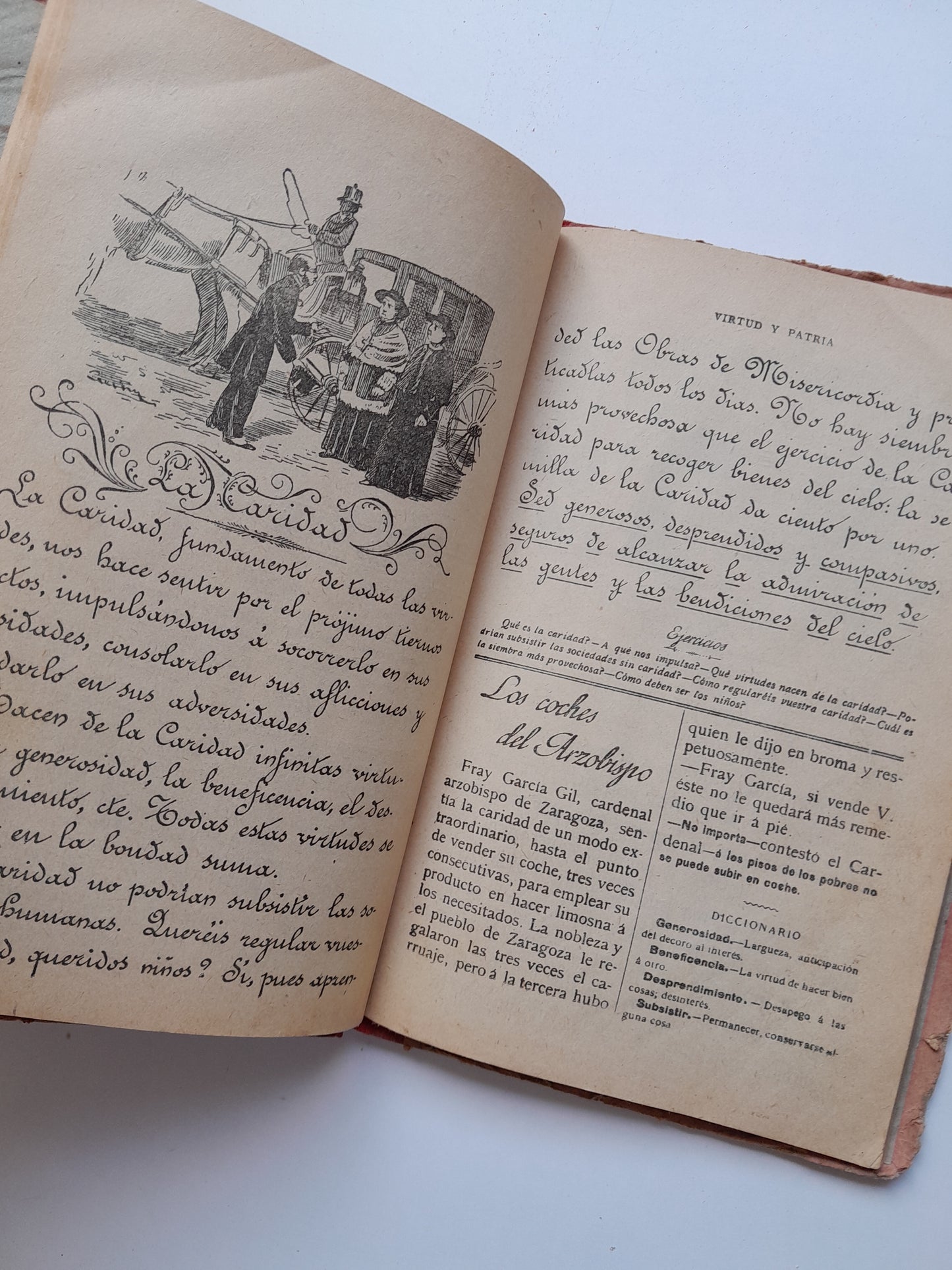 VIRTUD Y PATRIA. PRIMER GRADO DE LECTURA MANUSCRITA - JUAN RUIZ ROMERO Y Mª DE LOS ÁNGELES MUNCUNILL (RUIZ Y FELIU, 1909)