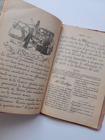 VIRTUD Y PATRIA. PRIMER GRADO DE LECTURA MANUSCRITA - JUAN RUIZ ROMERO Y Mª DE LOS ÁNGELES MUNCUNILL (RUIZ Y FELIU, 1909)