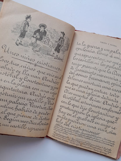 VIRTUD Y PATRIA. PRIMER GRADO DE LECTURA MANUSCRITA - JUAN RUIZ ROMERO Y Mª DE LOS ÁNGELES MUNCUNILL (RUIZ Y FELIU, 1909)
