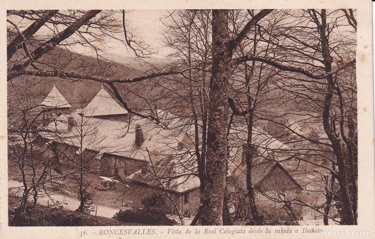 RONCESVALLES - 56. VISTA DE LA REAL COLEGIATA DESDE LA SUBIDA A IBAÑETA