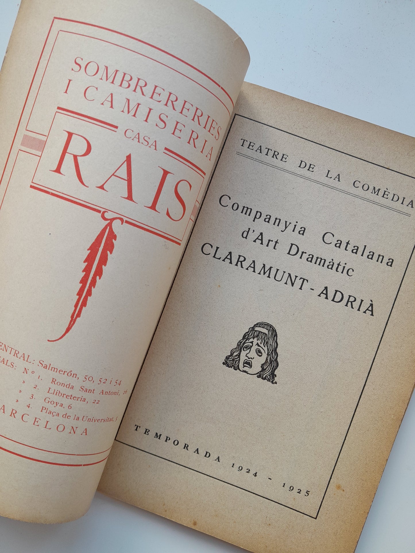 TEATRE DE LA COMÈDIA. COMPANYIA CATALANA D'ART DRAMÀTIC CLARAMUNT-ADRIÀ. TEMPORADA 1924-1925 (1924)