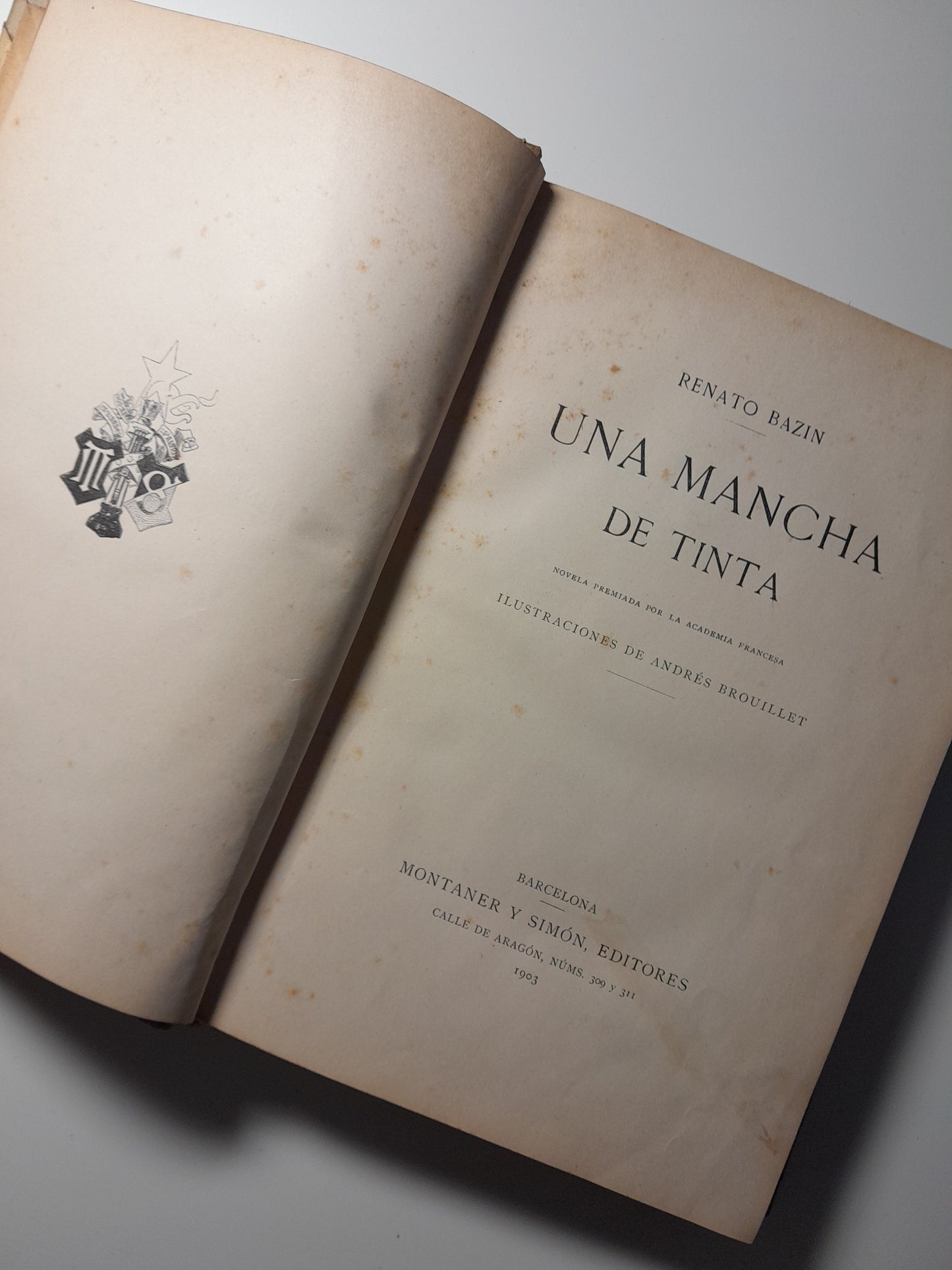 UNA MANCHA DE TINTA - RENÉ BAZIN (MONTANER Y SIMÓN - BUI, 1903)