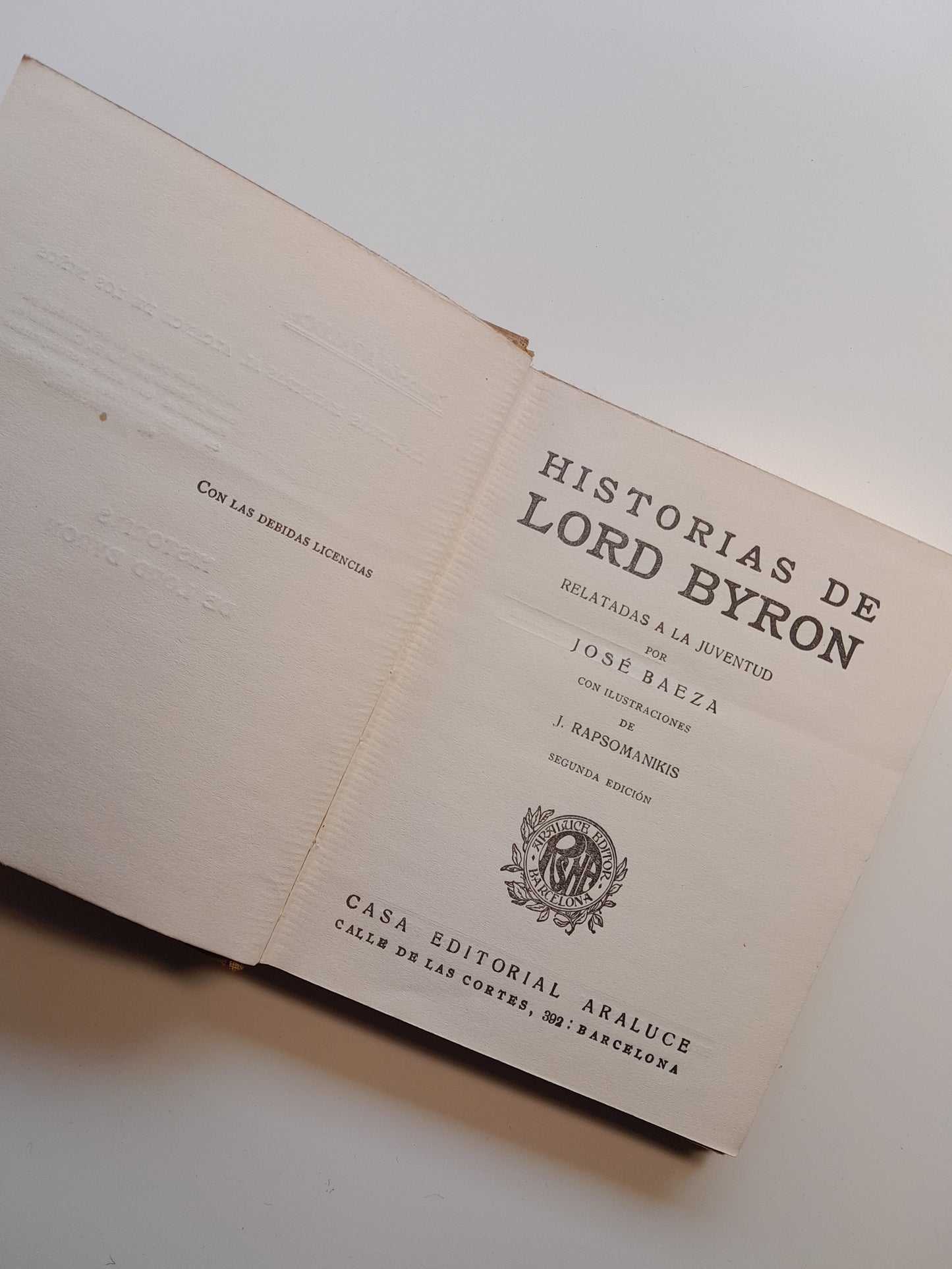 HISTORIAS DE LORD BYRON - LORD BYRON (ARALUCE, c.1930)