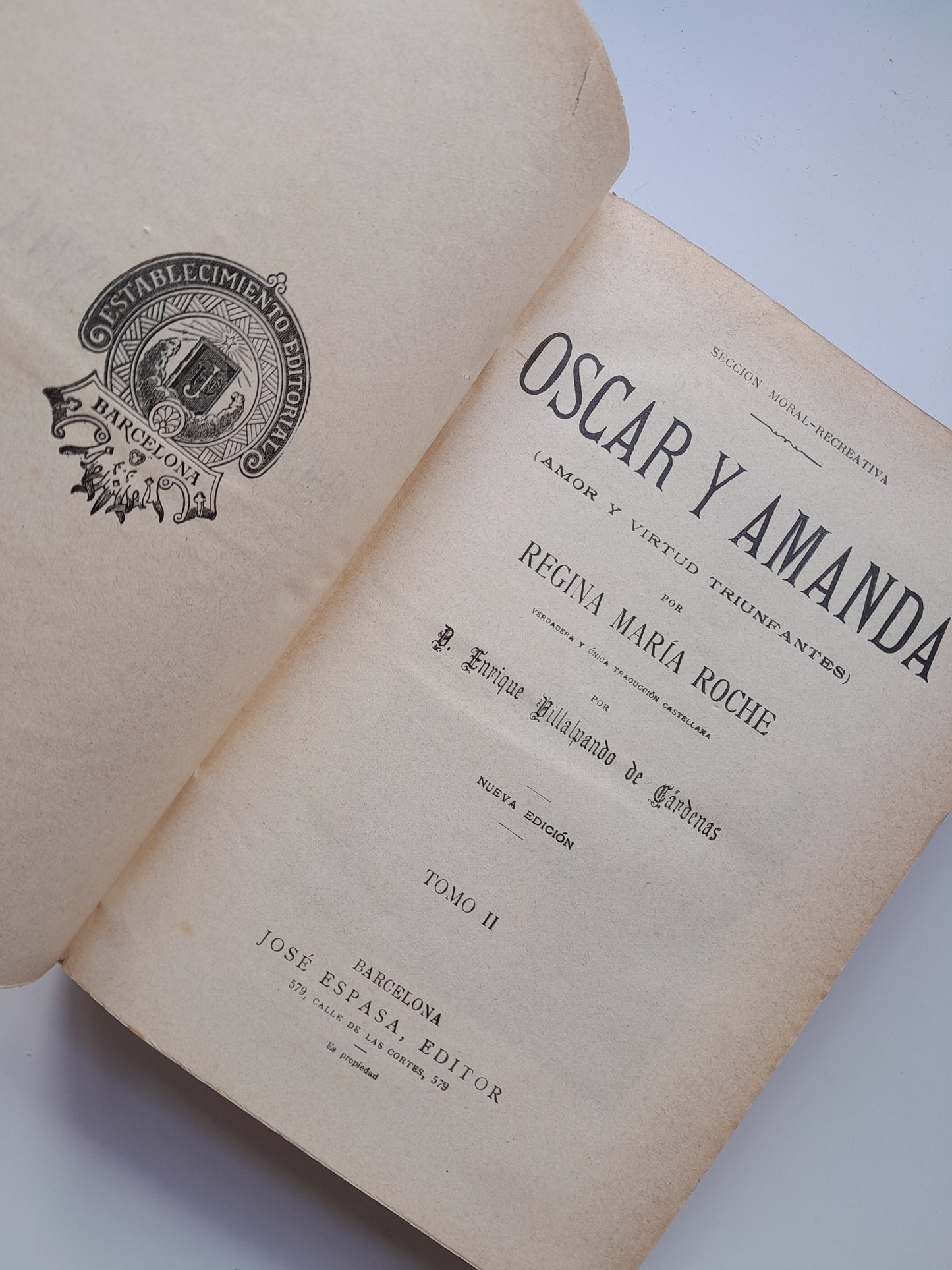 OSCAR Y AMANDA (COMPLETA 2 TOMOS) - REGINA MARÍA ROCHE (JOSÉ ESPASA, c.1910)