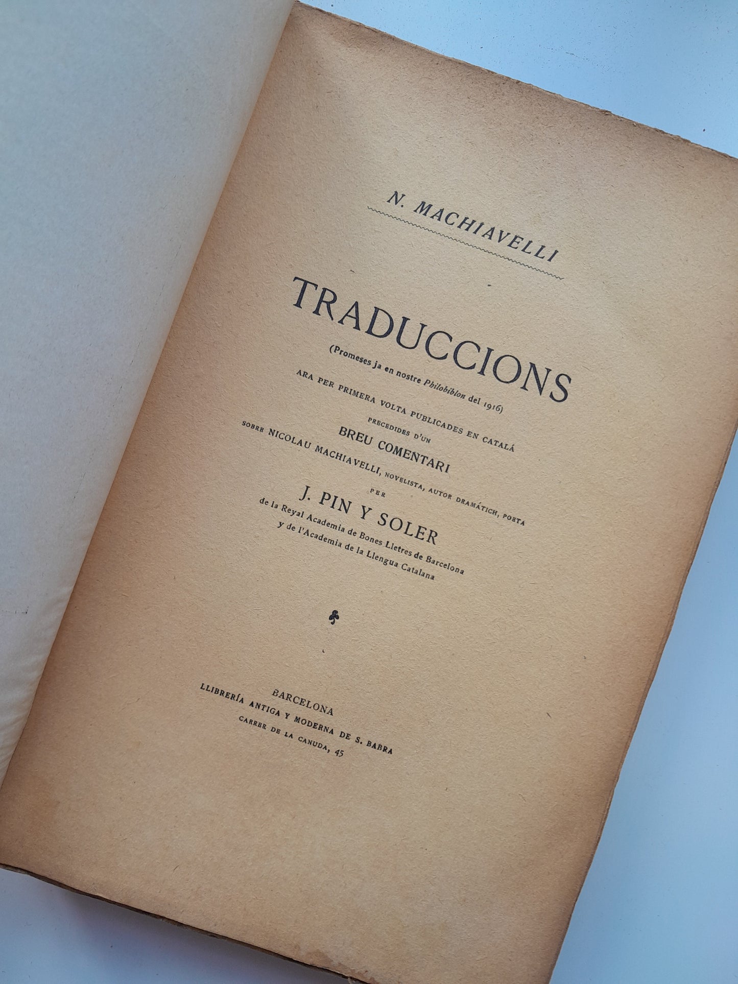 TRADUCCIONS: POEMES I COMÈDIES - NICOLÁS MAQUIAVELO (S. BABRA, 1921)