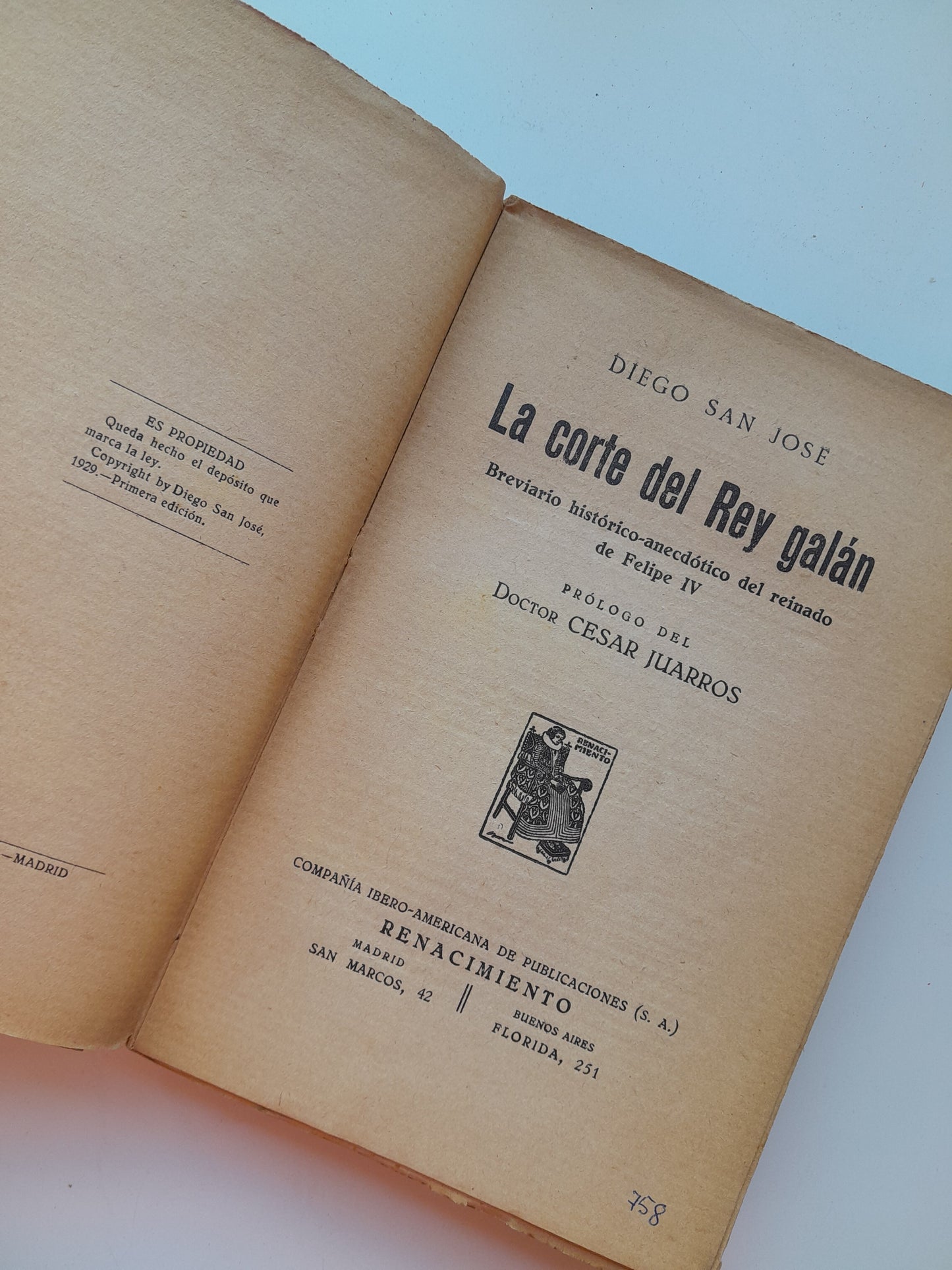 LA CORTE DEL REY GALÁN - DIEGO SAN JOSÉ (RENACIMIENTO, 1929)